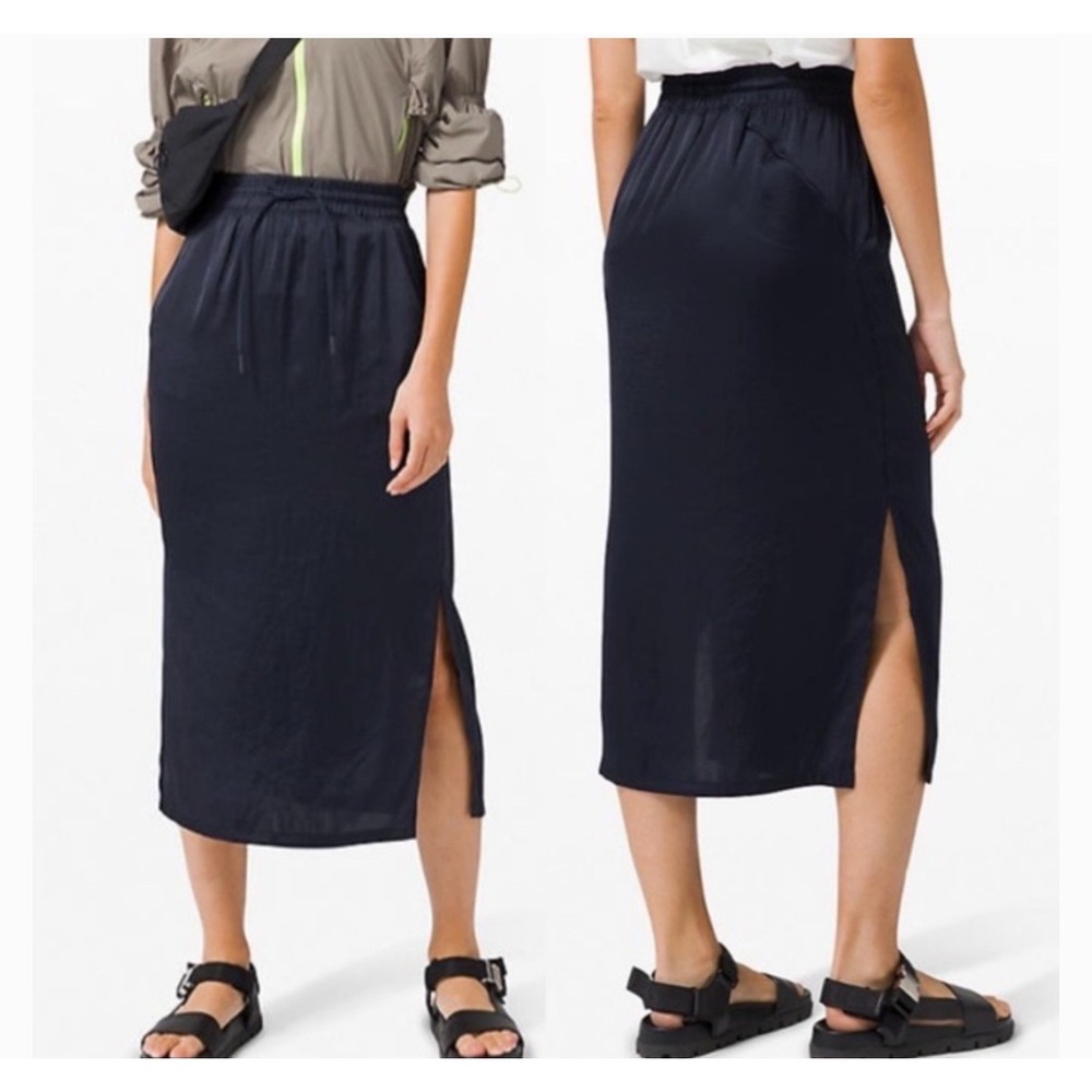 Lululemon Glide Away Slip Skirt – Black Midi, Size 10